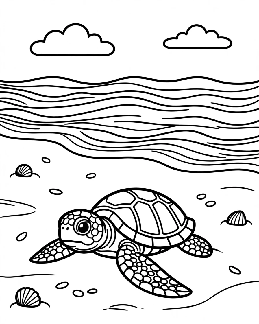 A sea turtle hatchling making its way to the ocean