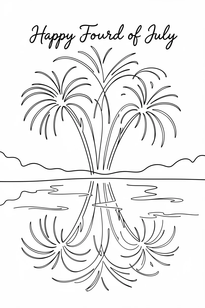 A Fourth of July fireworks show reflected over a lake