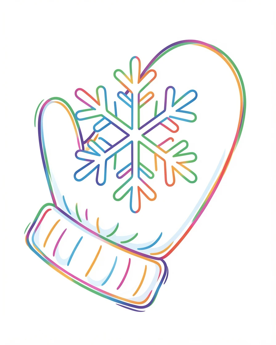 A close-up of a snowflake resting delicately on a woolen mitten.