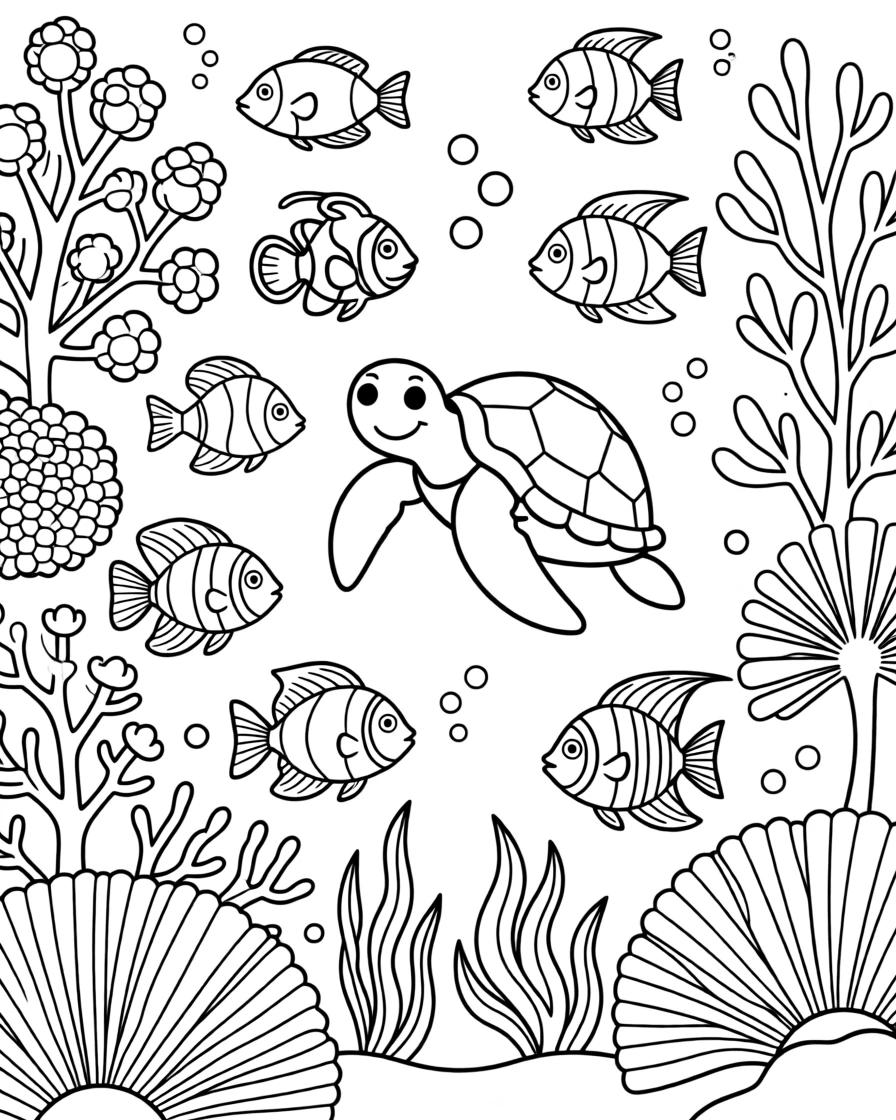 A colorful coral reef bustling with fish of every color