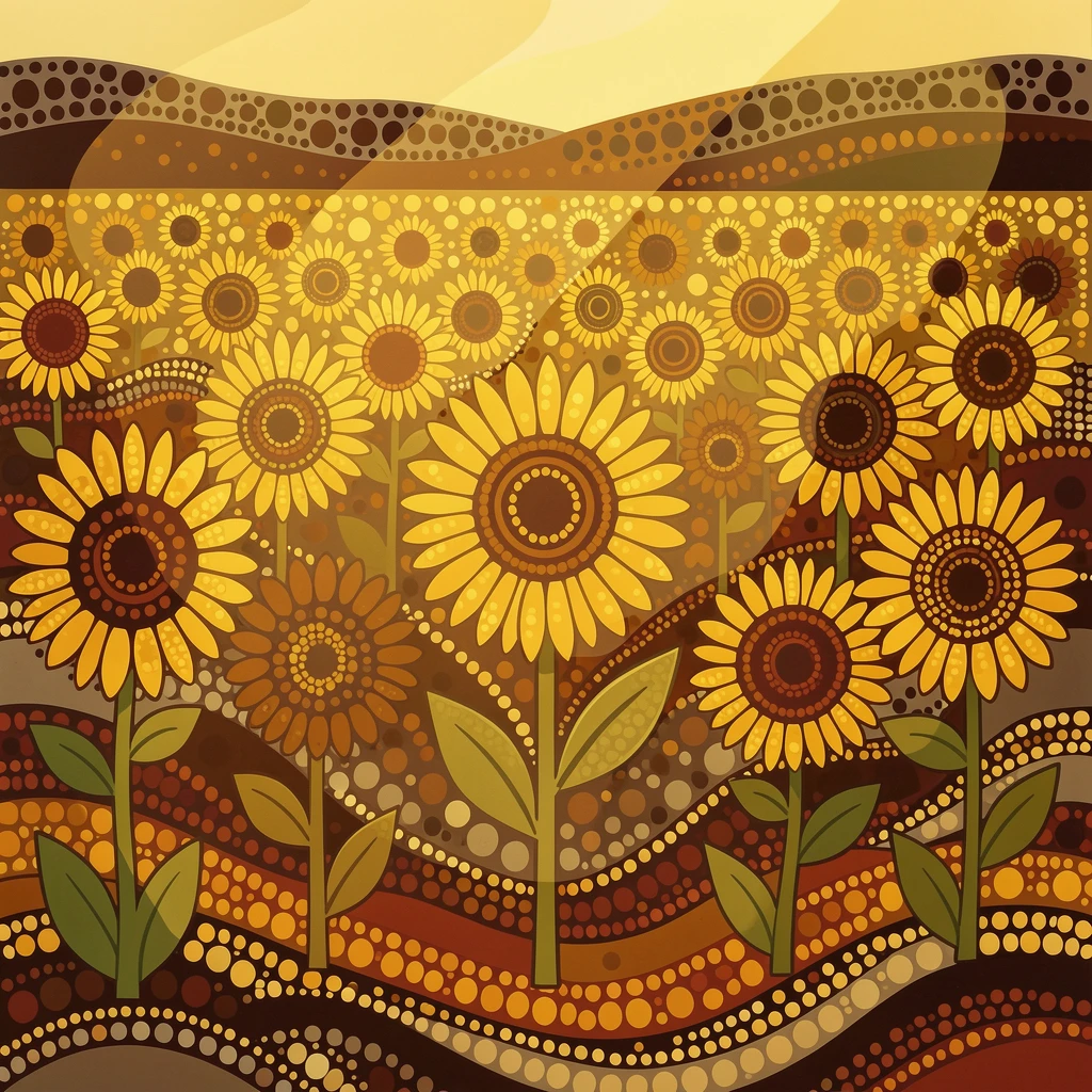 A golden sunflower field bathed in golden afternoon light