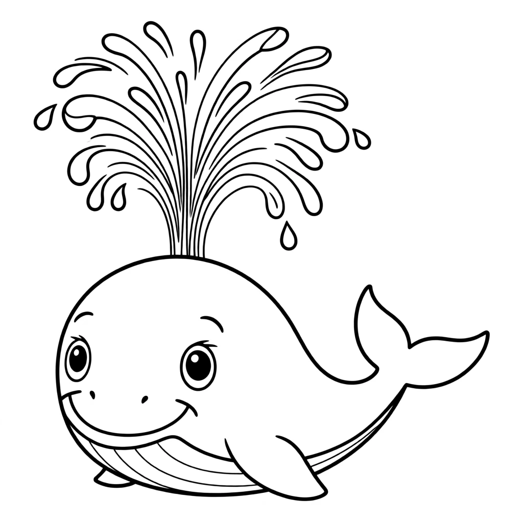 A friendly whale spouting water high into the air