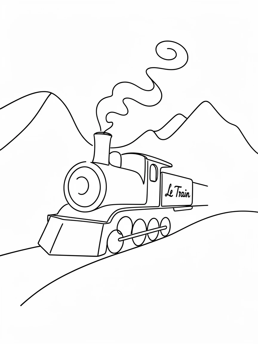 A classic steam locomotive chugging through a mountain pass