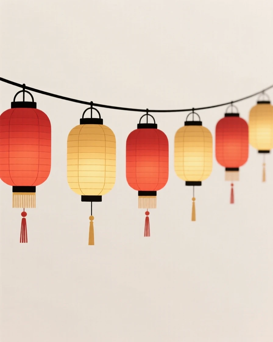 A string of paper lanterns during a festival