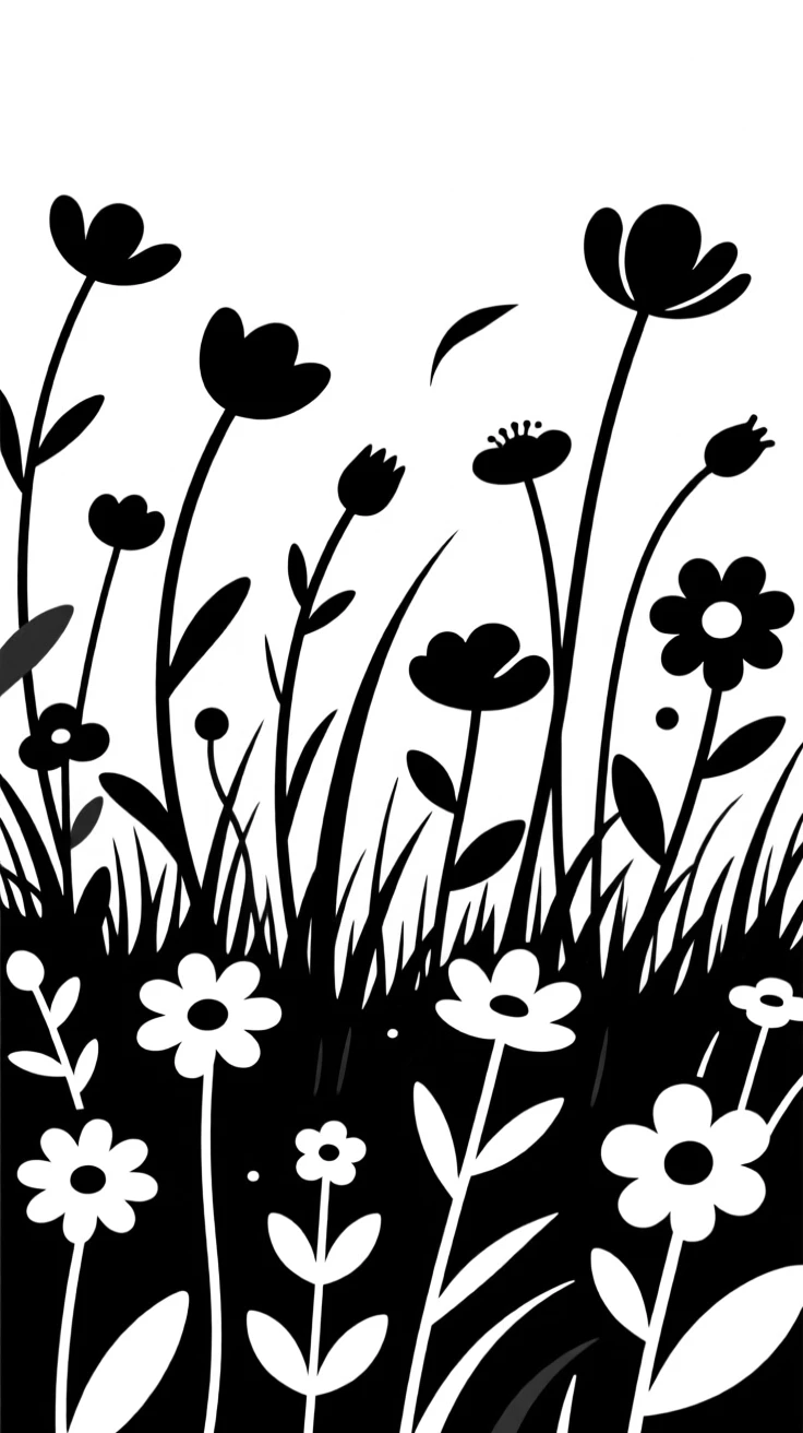 A meadow of wildflowers swaying in the breeze.