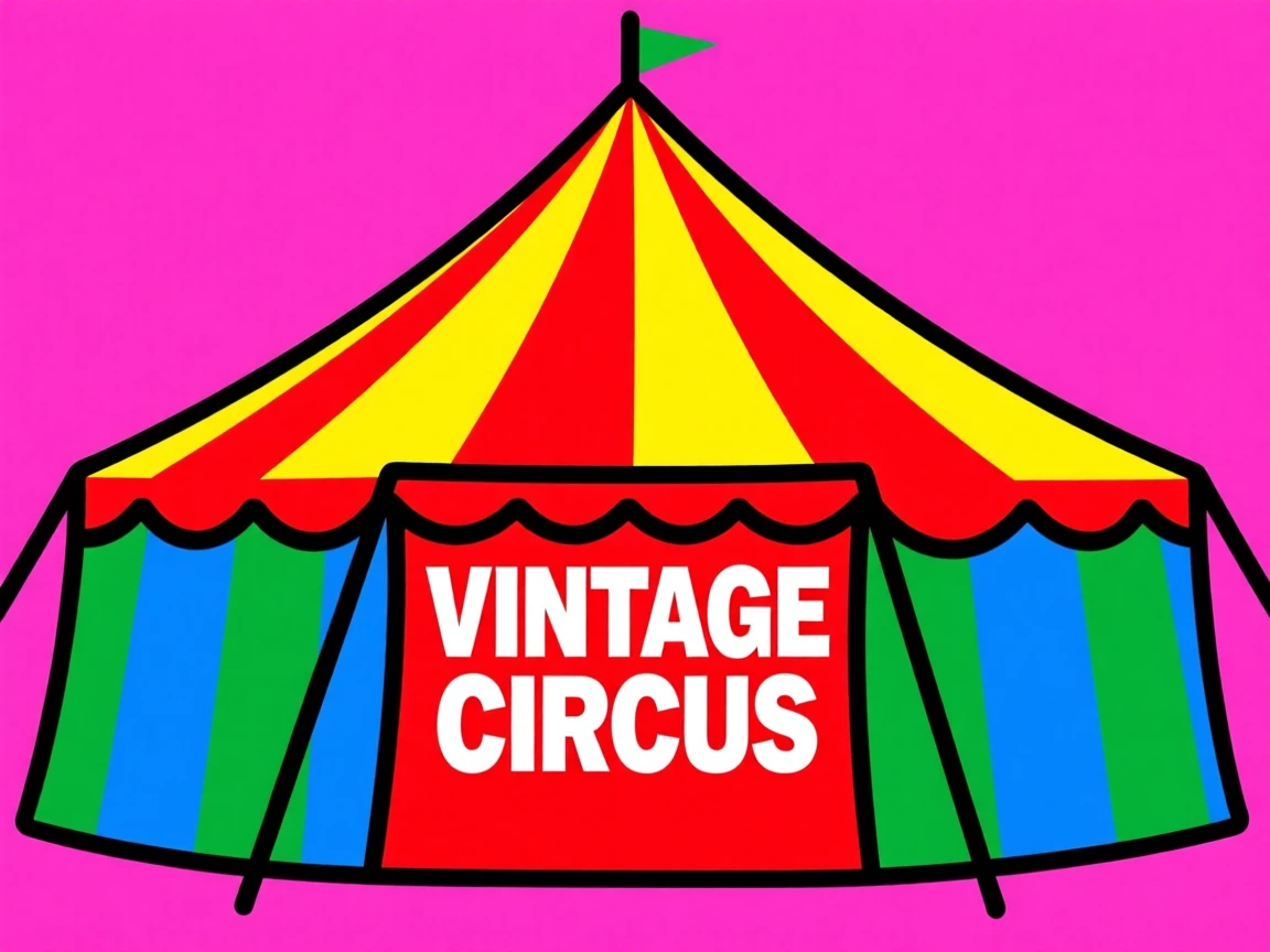 Vintage circus tent with a striped canopy