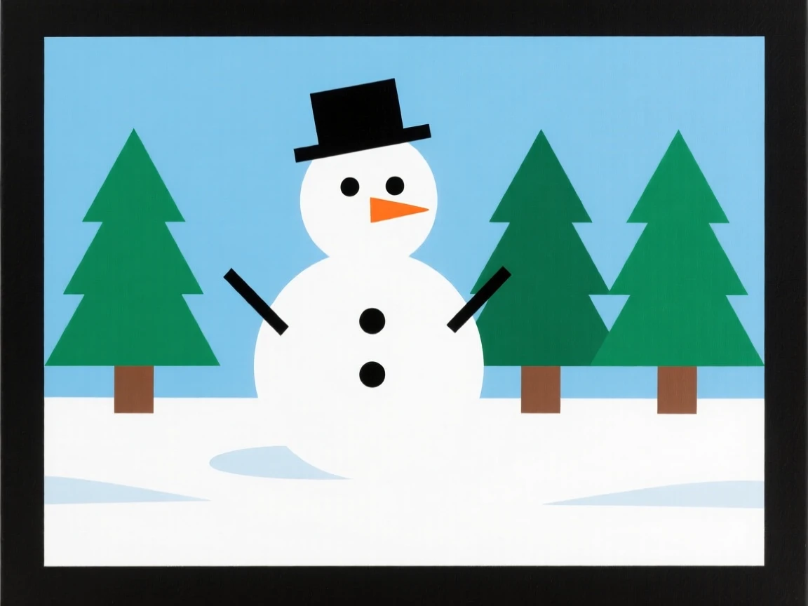 A snowman standing in a decorated yard
