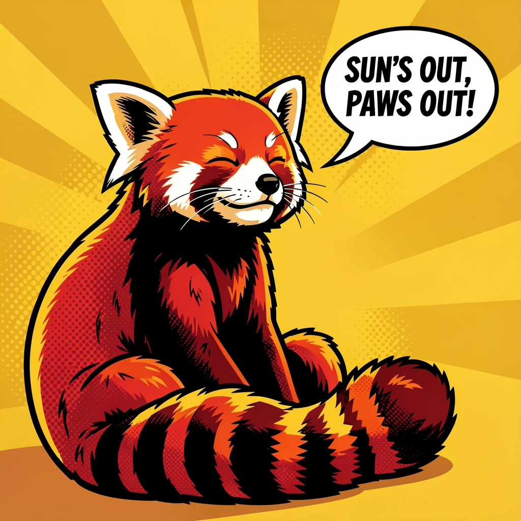 A red panda basking in warm afternoon sunlight