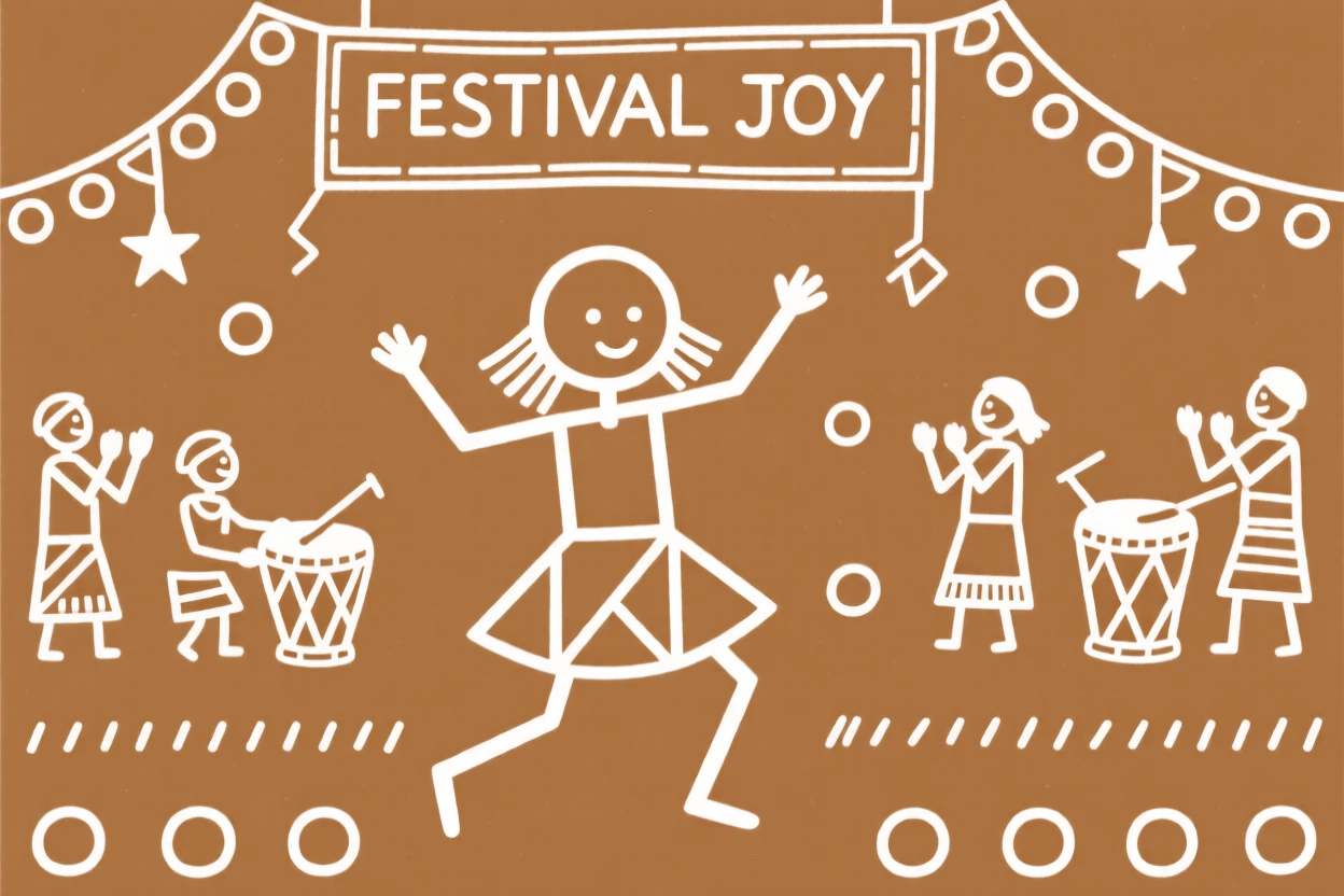 A little girl dancing joyfully during a festival.
