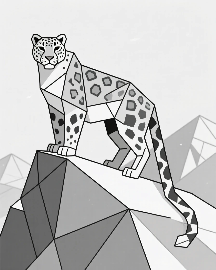 A snow leopard perched on a mountain ledge