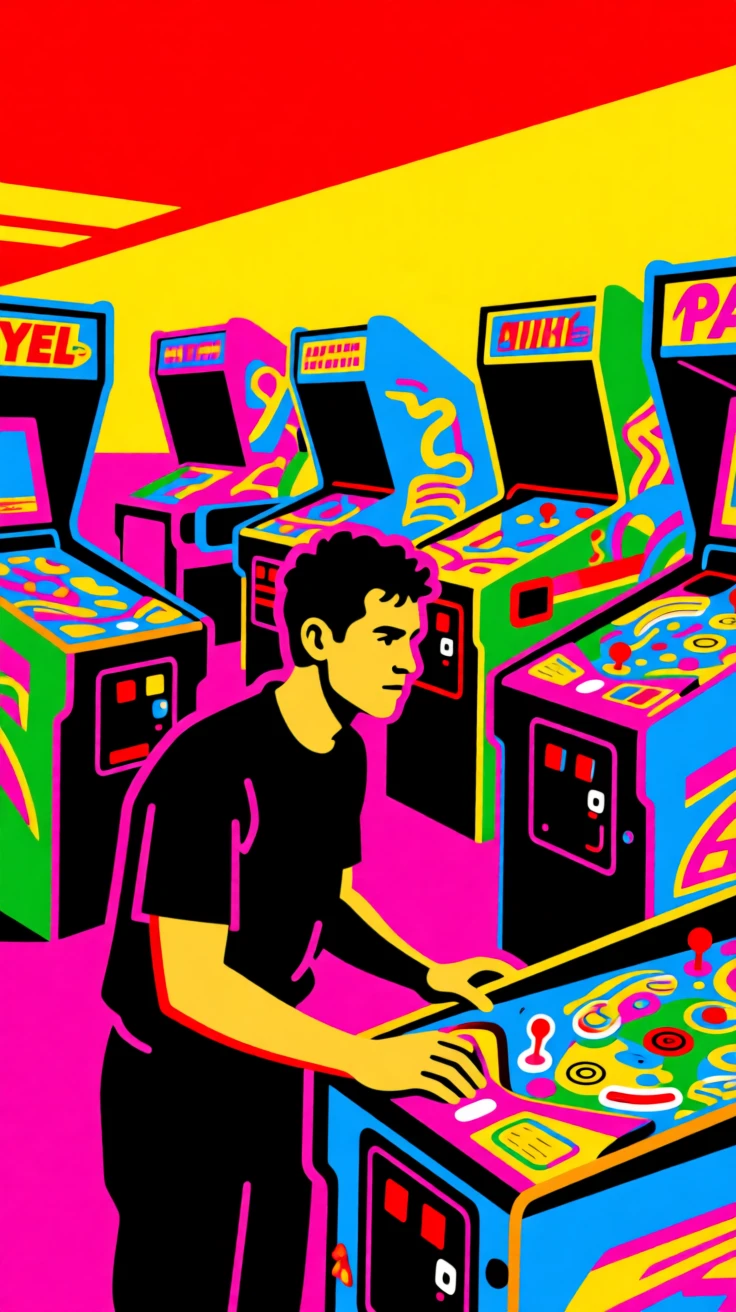 Vintage arcade filled with pinball machines