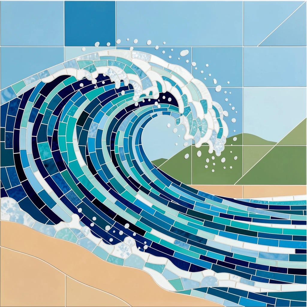 A dramatic wave curling perfectly along a tropical surf break.