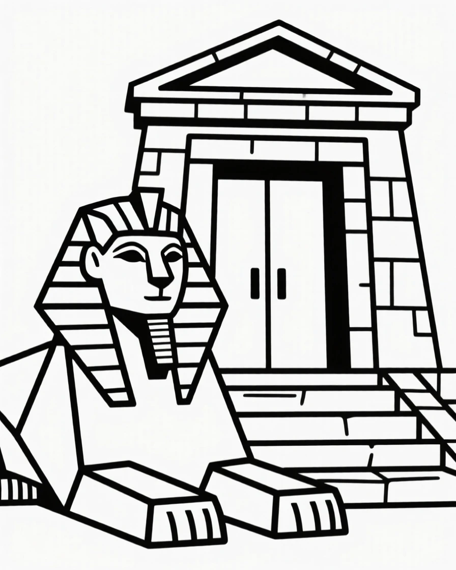 A sphinx guarding the entrance to an ancient temple