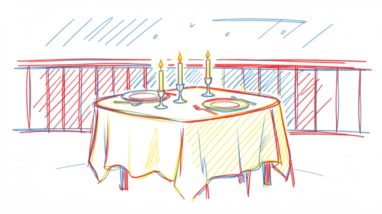 A quiet anniversary dinner set with candles on a private balcony