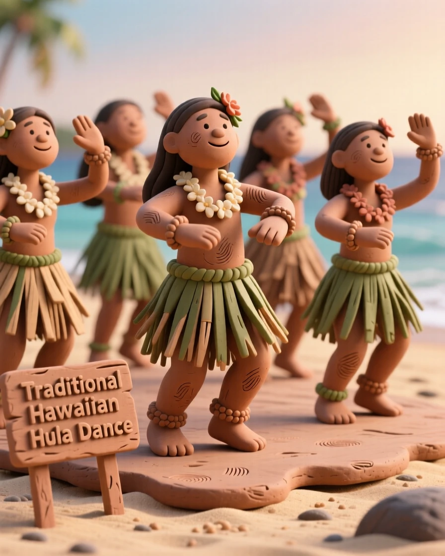 A group of dancers performing a traditional Hawaiian hula
