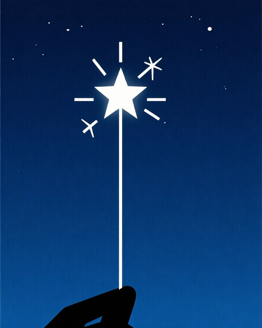 A sparkler held up against a night sky