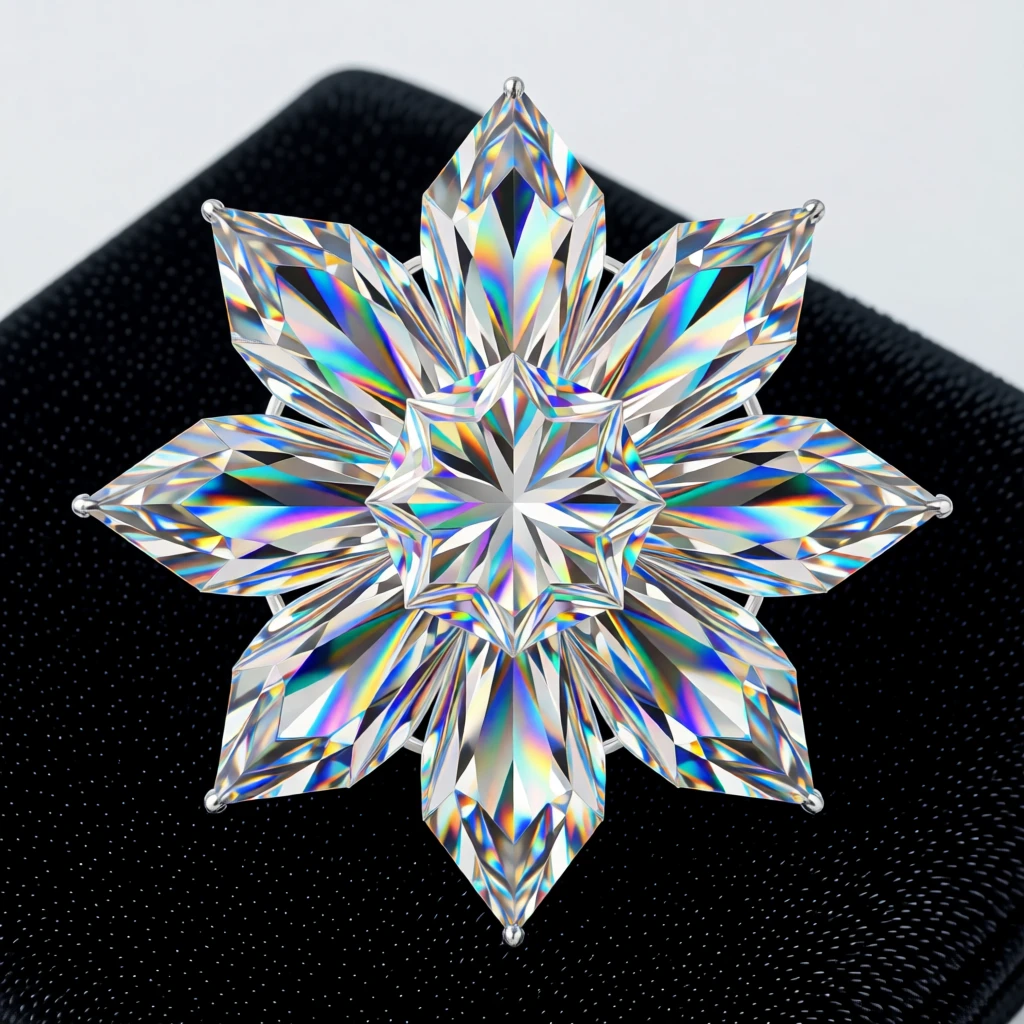 An ornate jeweled brooch pinned to black velvet fabric.