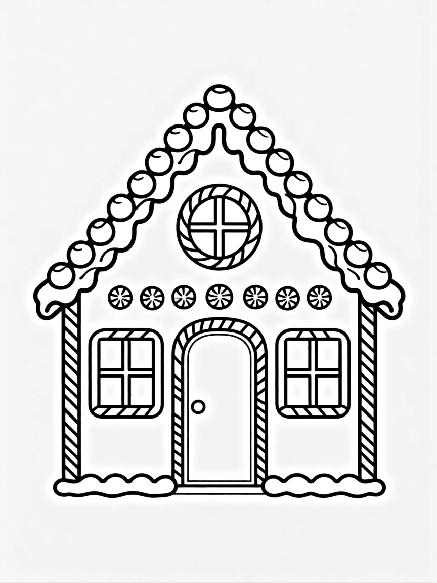 A gingerbread house decorated with candy details