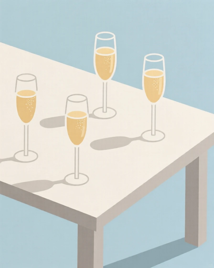 A table set with champagne glasses for a toast