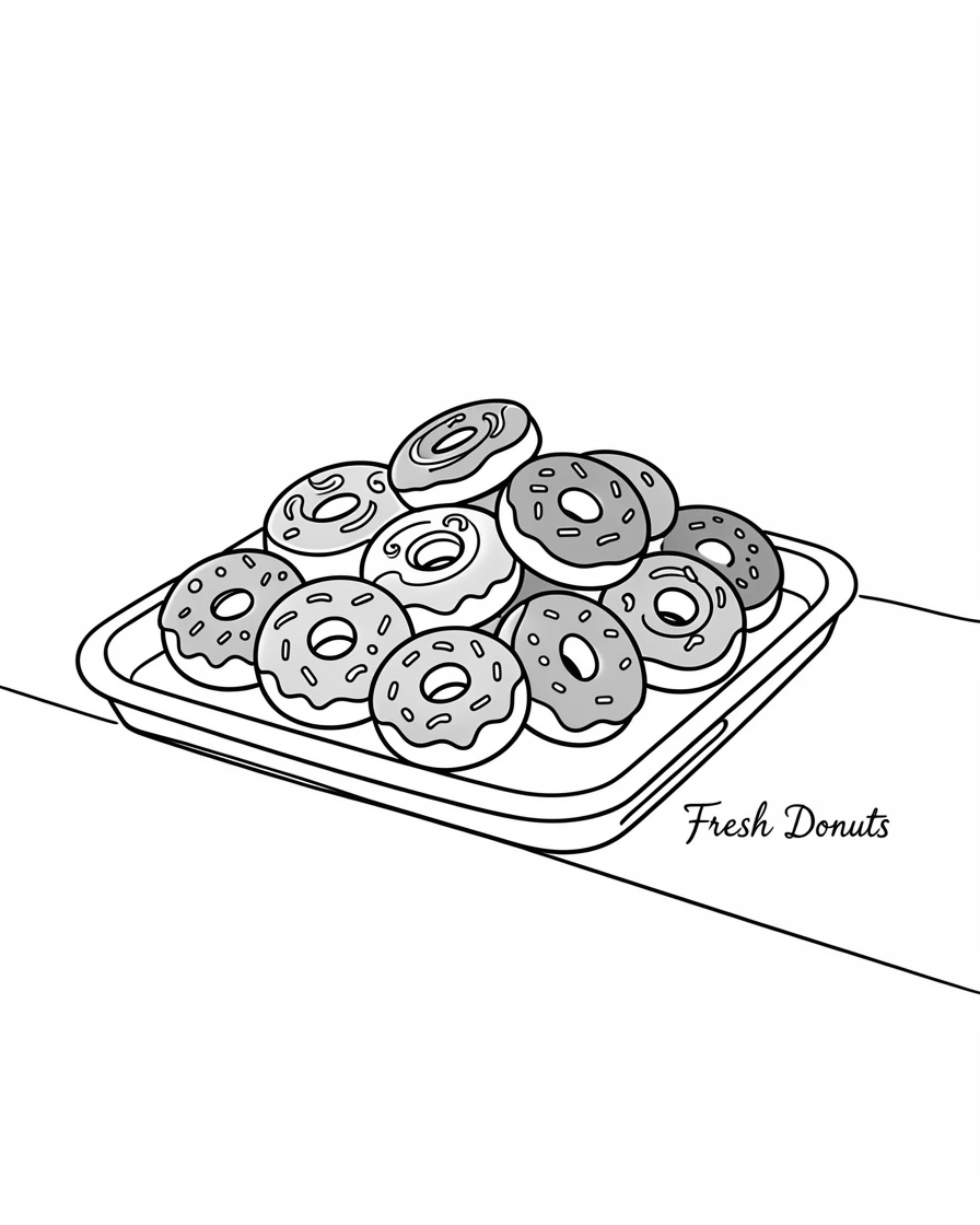 A tray of colorful donuts glazed and sprinkled on a bakery counter