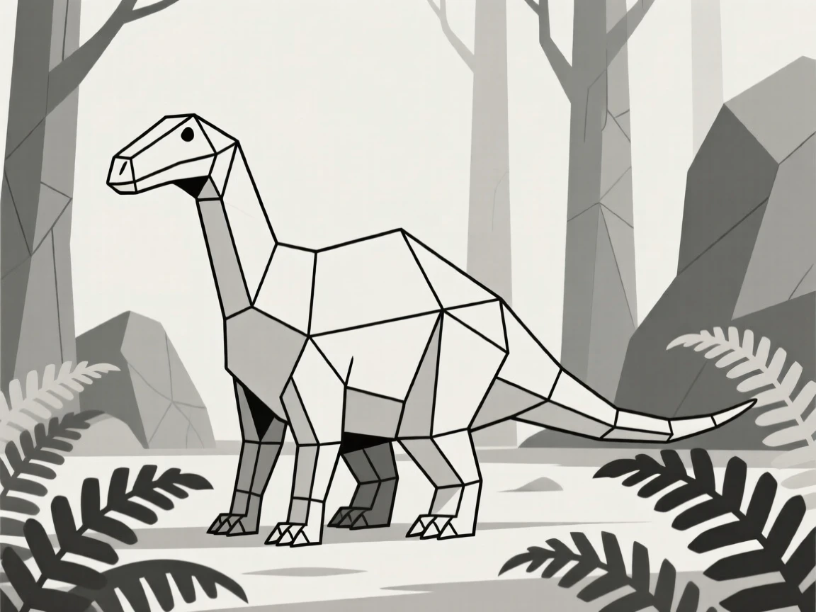 A Iguanodon standing in a prehistoric fern forest