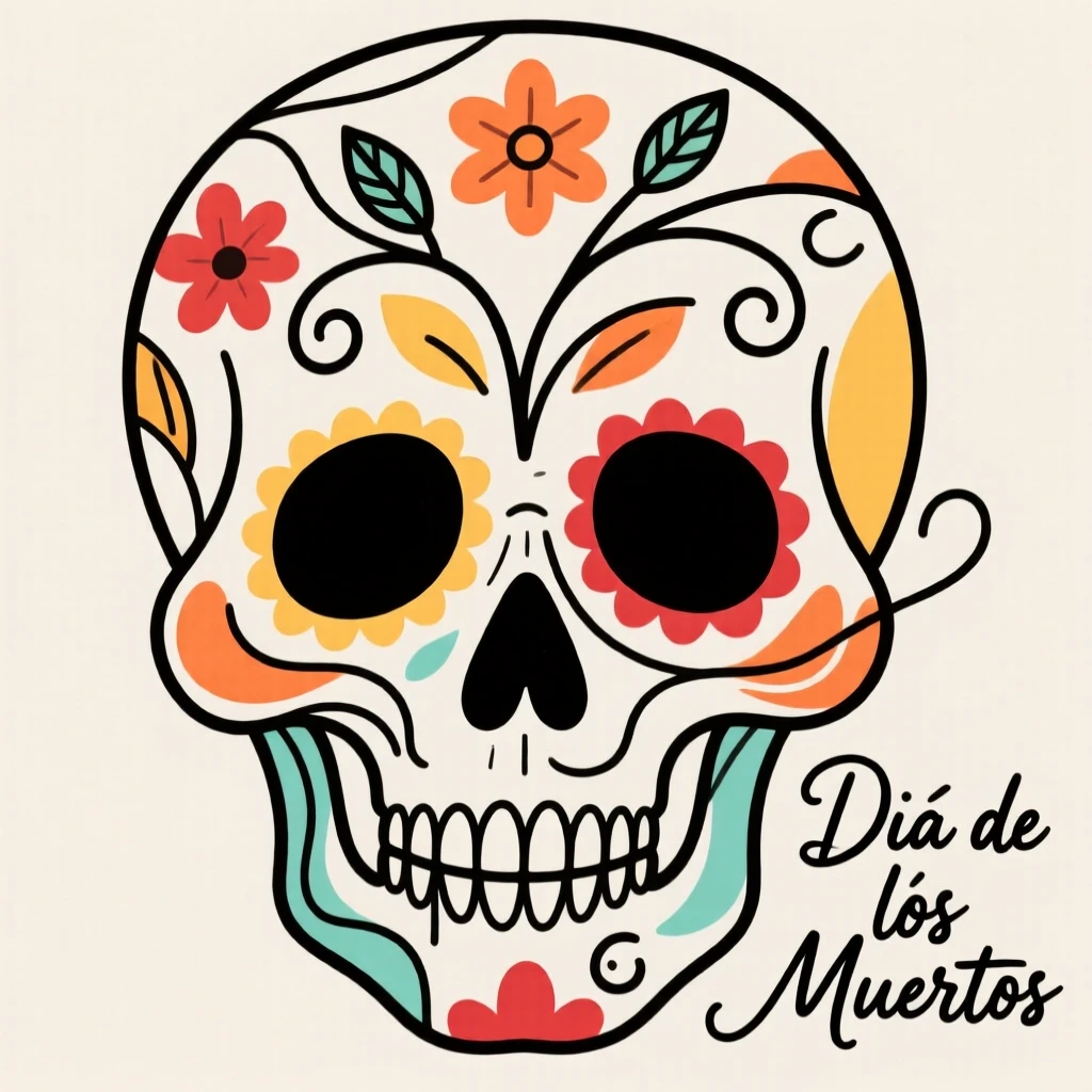 A sugar skull decorated for a fall celebration
