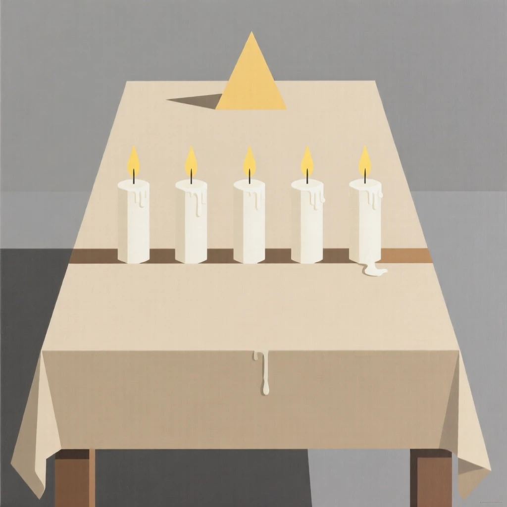 A table decorated with candles for a religious holiday