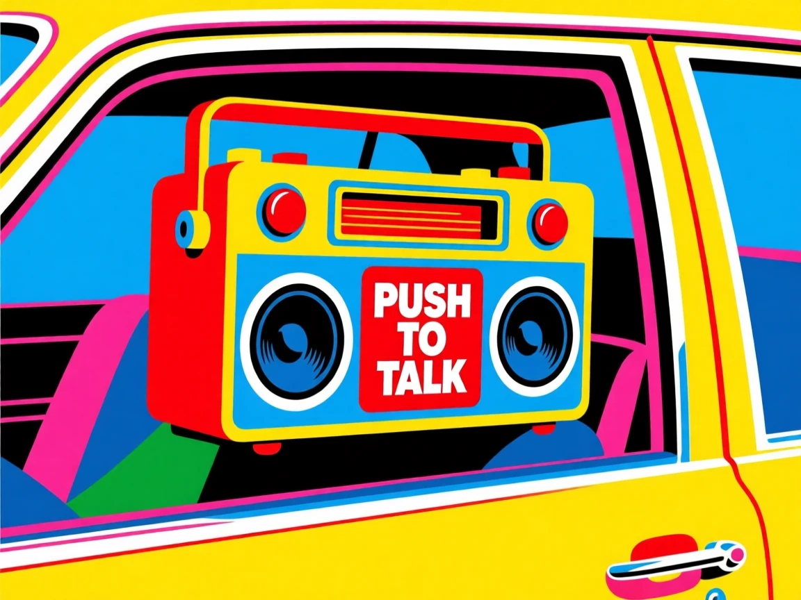 Retro drive-in speaker box on a car window