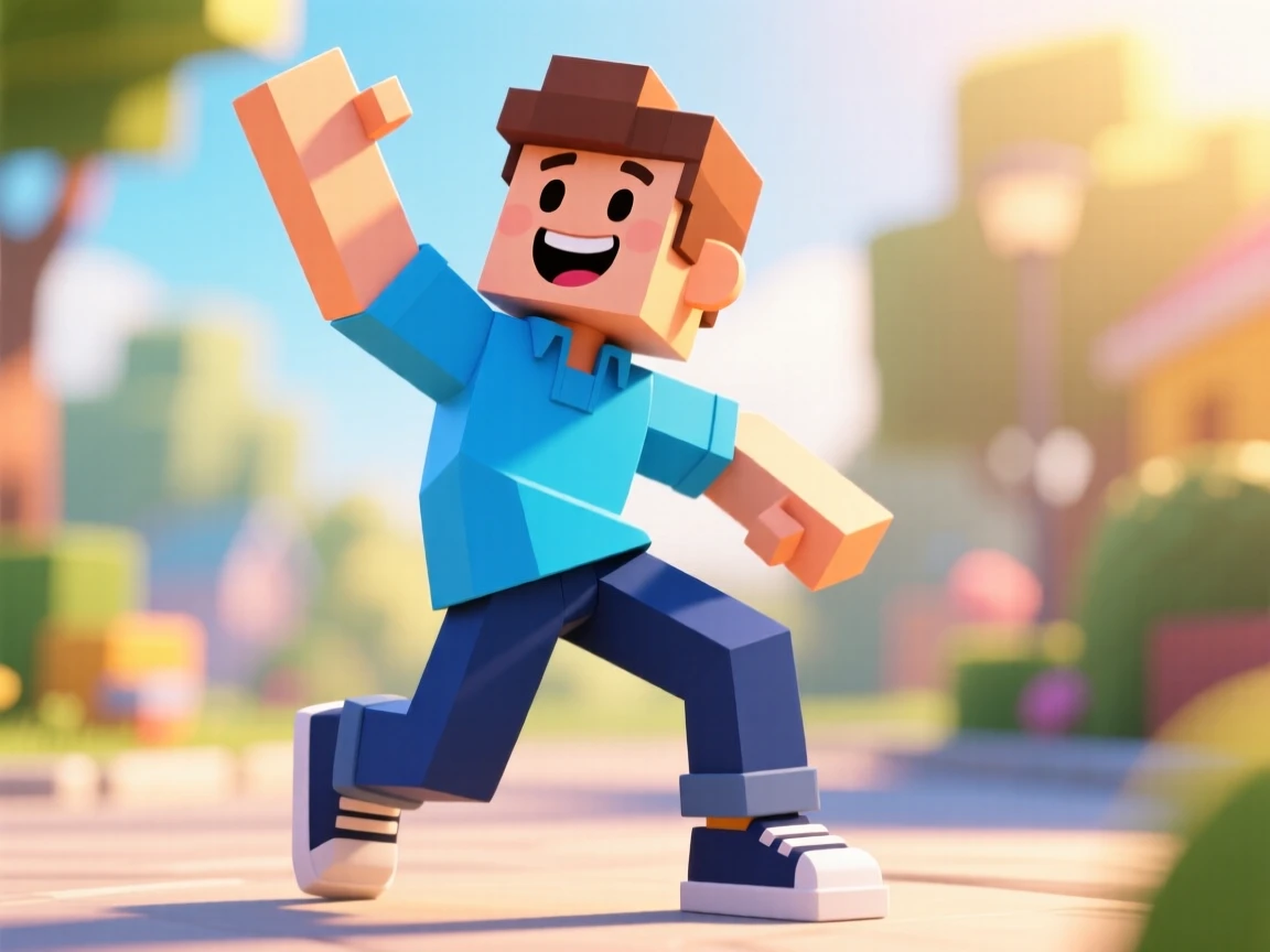 make an image of a roblox guy dancing