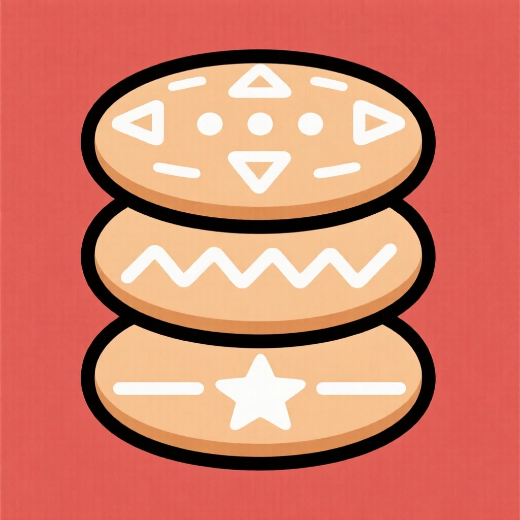 A stack of holiday cookies decorated with icing
