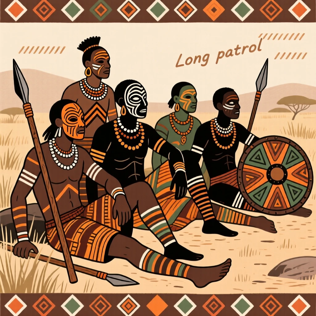 A group of warriors resting after a long patrol.