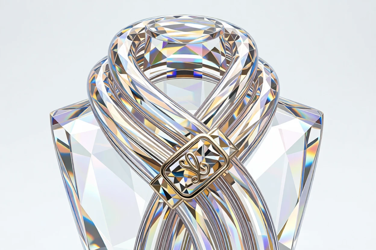 A luxury cashmere scarf folded elegantly with a monogrammed clasp.