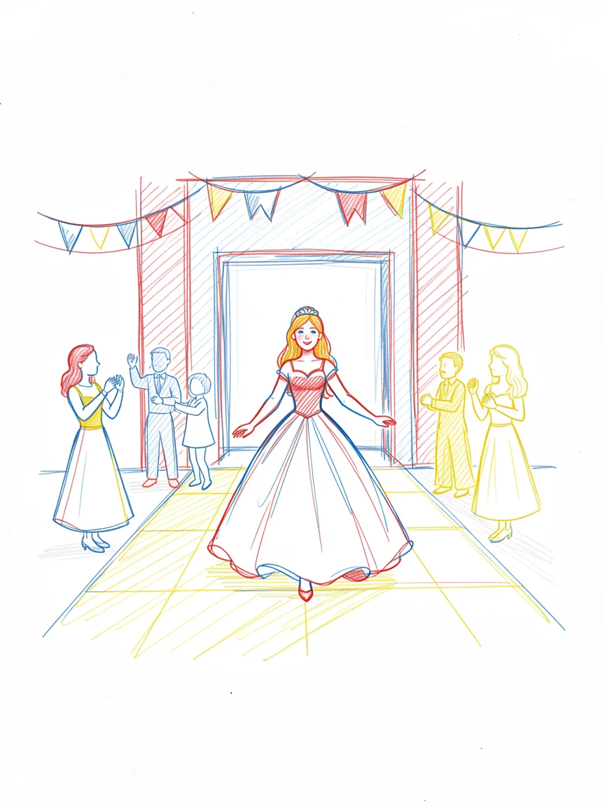 A festive quinceañera celebration with an elegant dance floor entrance