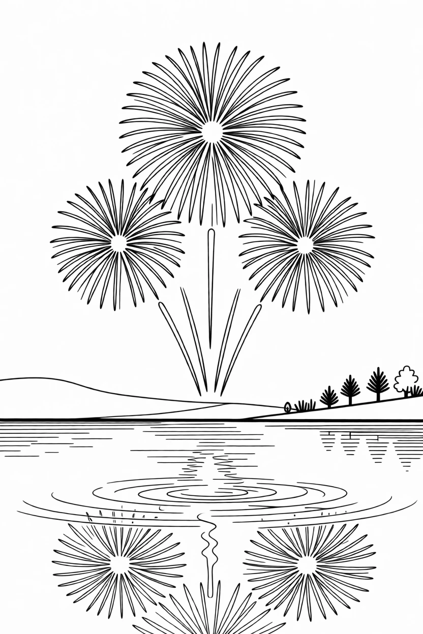 A Fourth of July fireworks display over a lake
