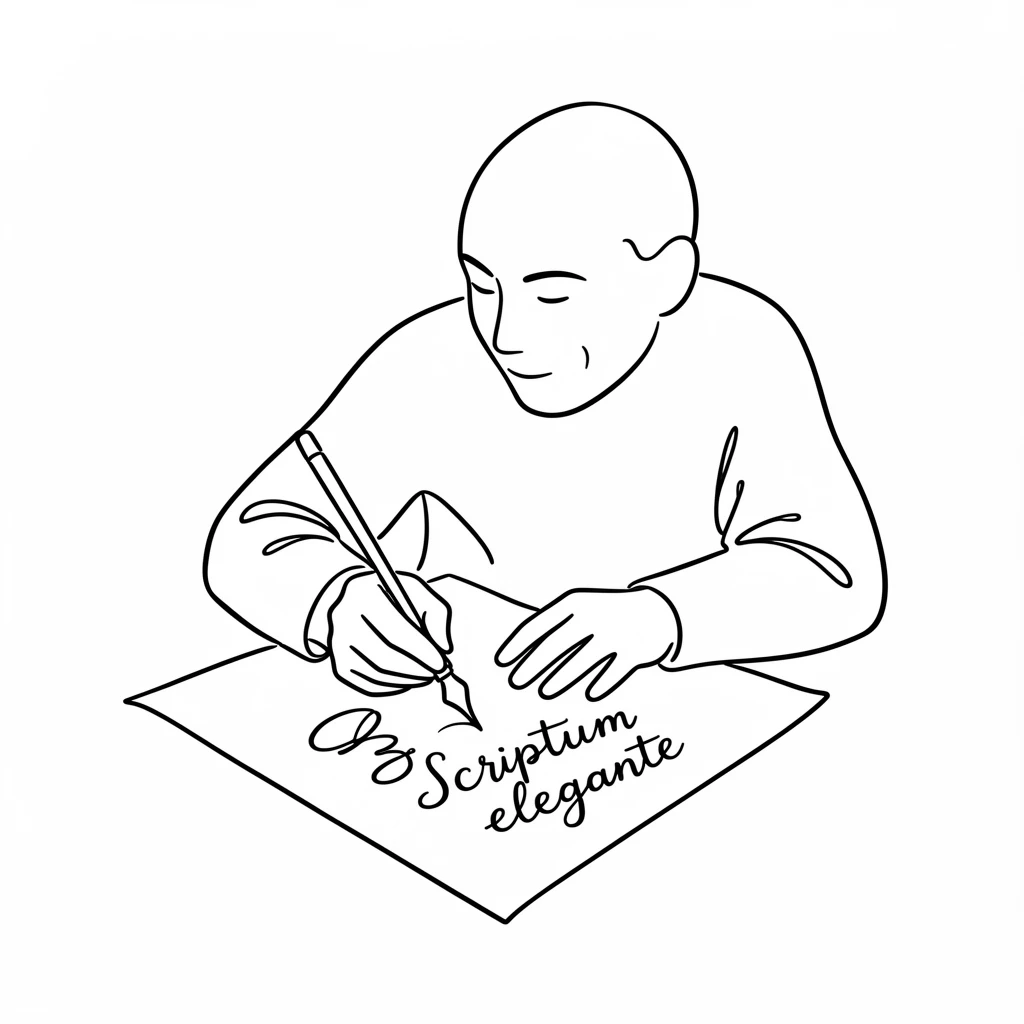 A calligrapher inking elegant letters onto a sheet of parchment