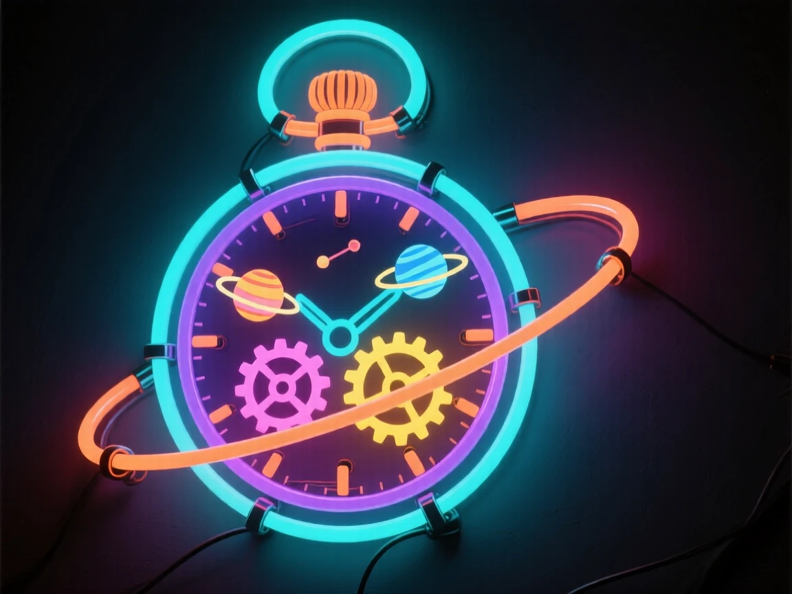 A pocket watch with gears shaped like tiny spinning planets.