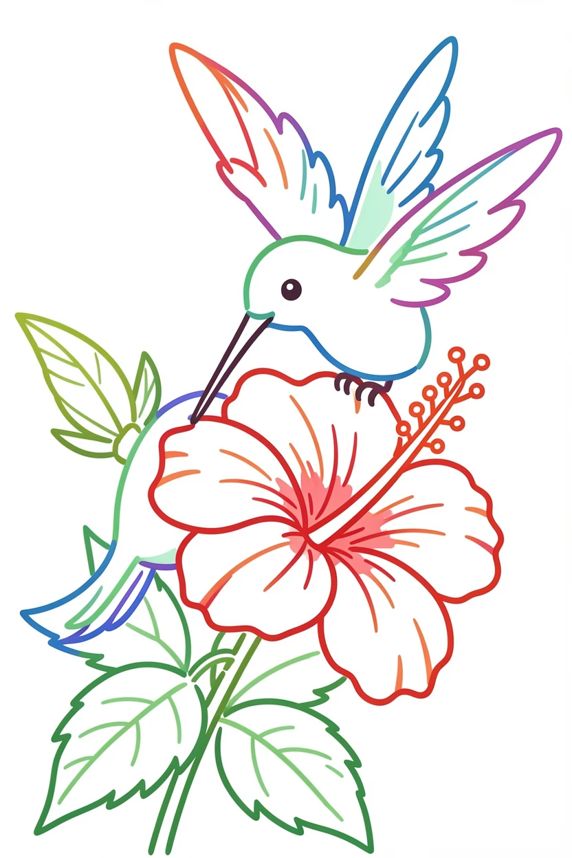 A close-up of a hummingbird feeding from a bright red hibiscus flower.