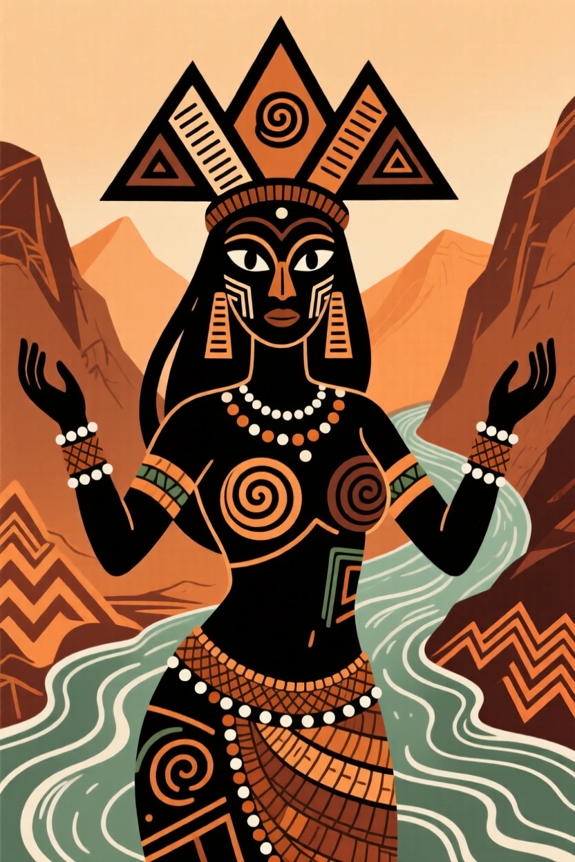 A legendary river goddess believed to guard a hidden mountain pass.