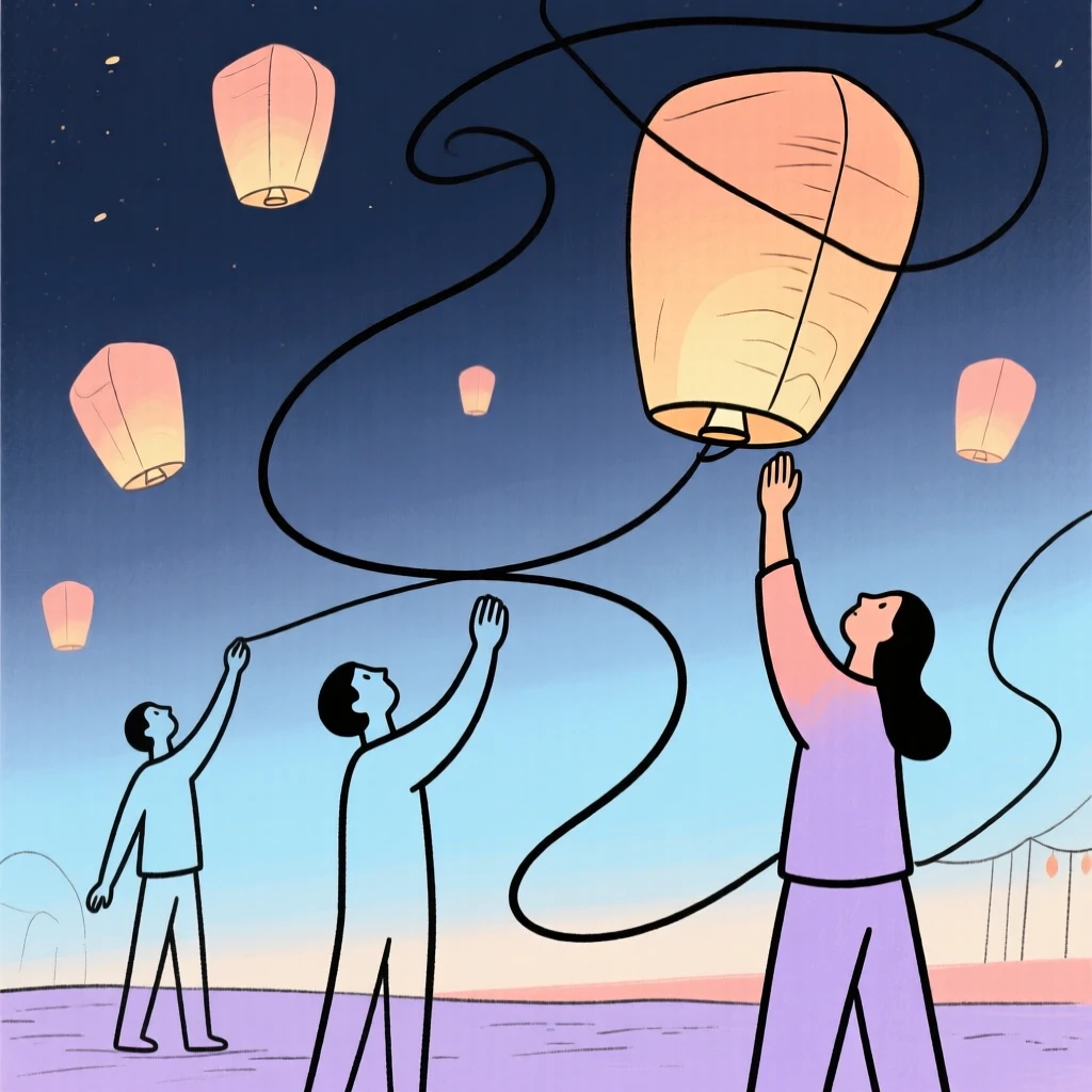 A lantern festival releasing paper lanterns