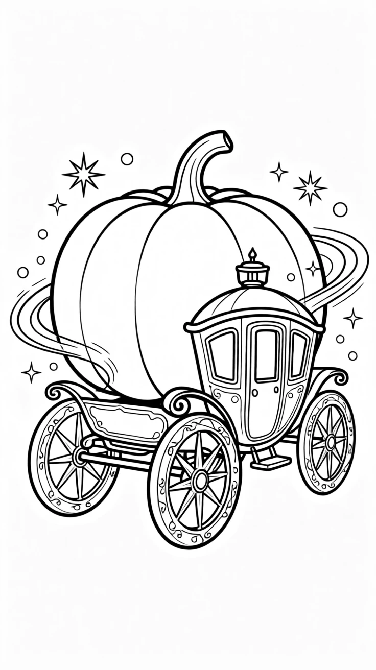 A magical pumpkin turning into a glittering carriage