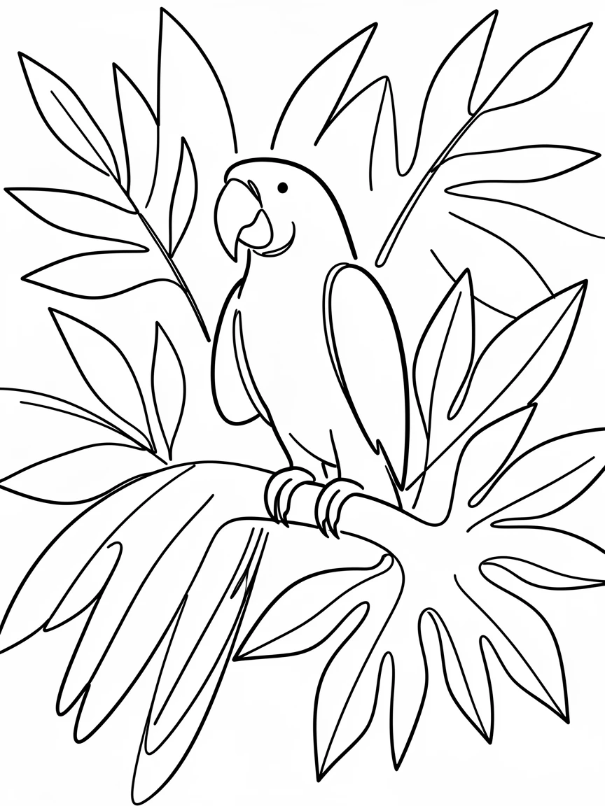 A scarlet macaw perched on a branch in a dense tropical canopy