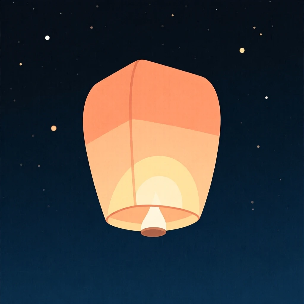 A sky lantern floating during a night festival