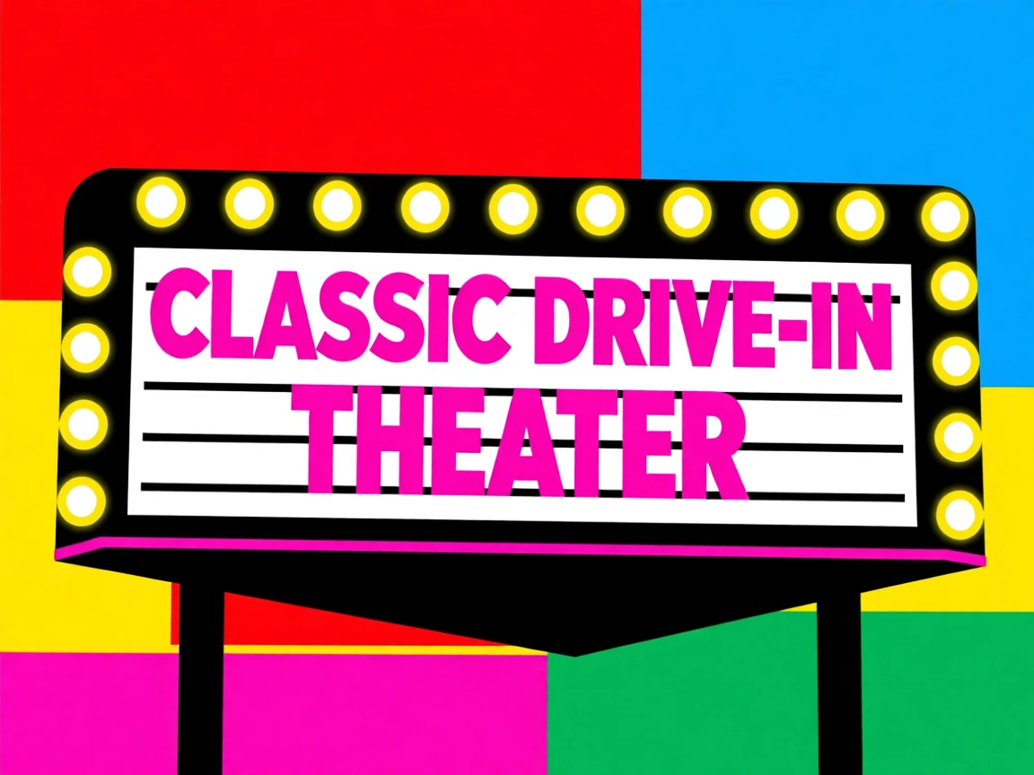 Classic drive-in theater marquee lights