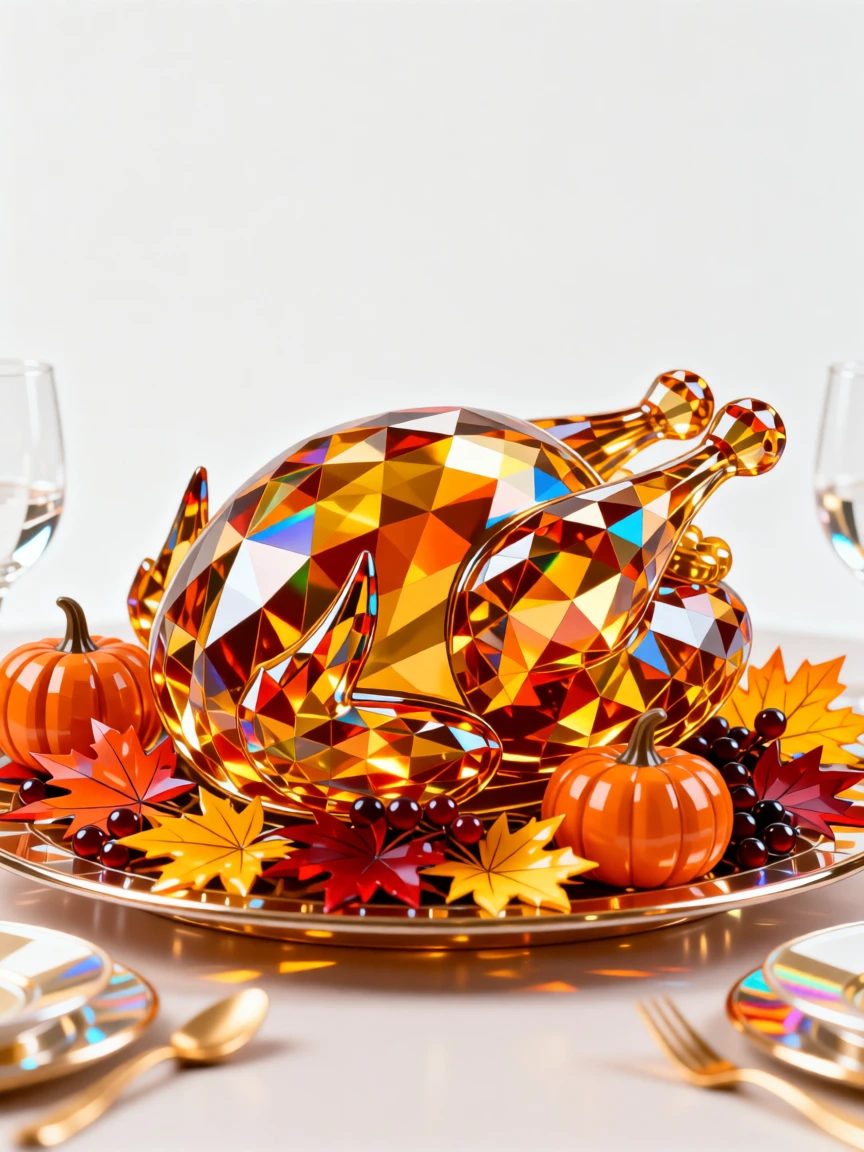 A Thanksgiving table beautifully set with a golden roasted turkey and autumn centerpiece.