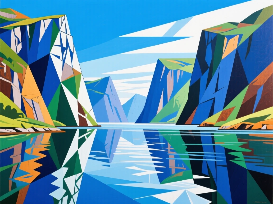 The fjords of Norway reflecting steep cliffs under a clear summer sky.