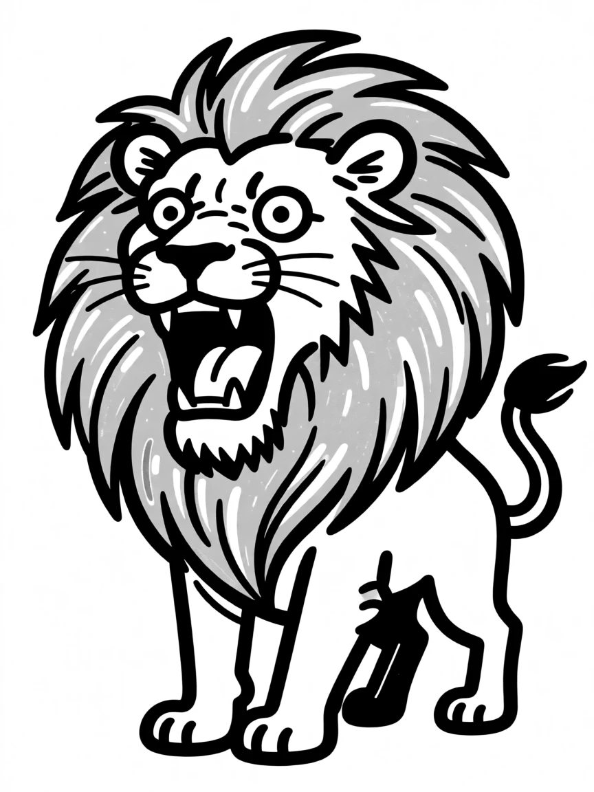 A Leo archetype: a majestic lion with a golden mane roaring proudly atop a sunlit cliff.