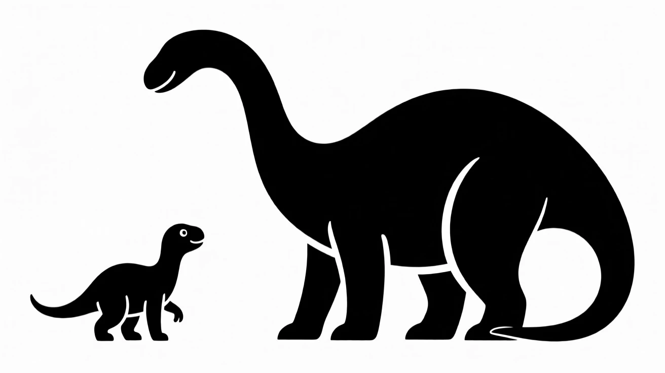 A young dinosaur exploring beside its mother.