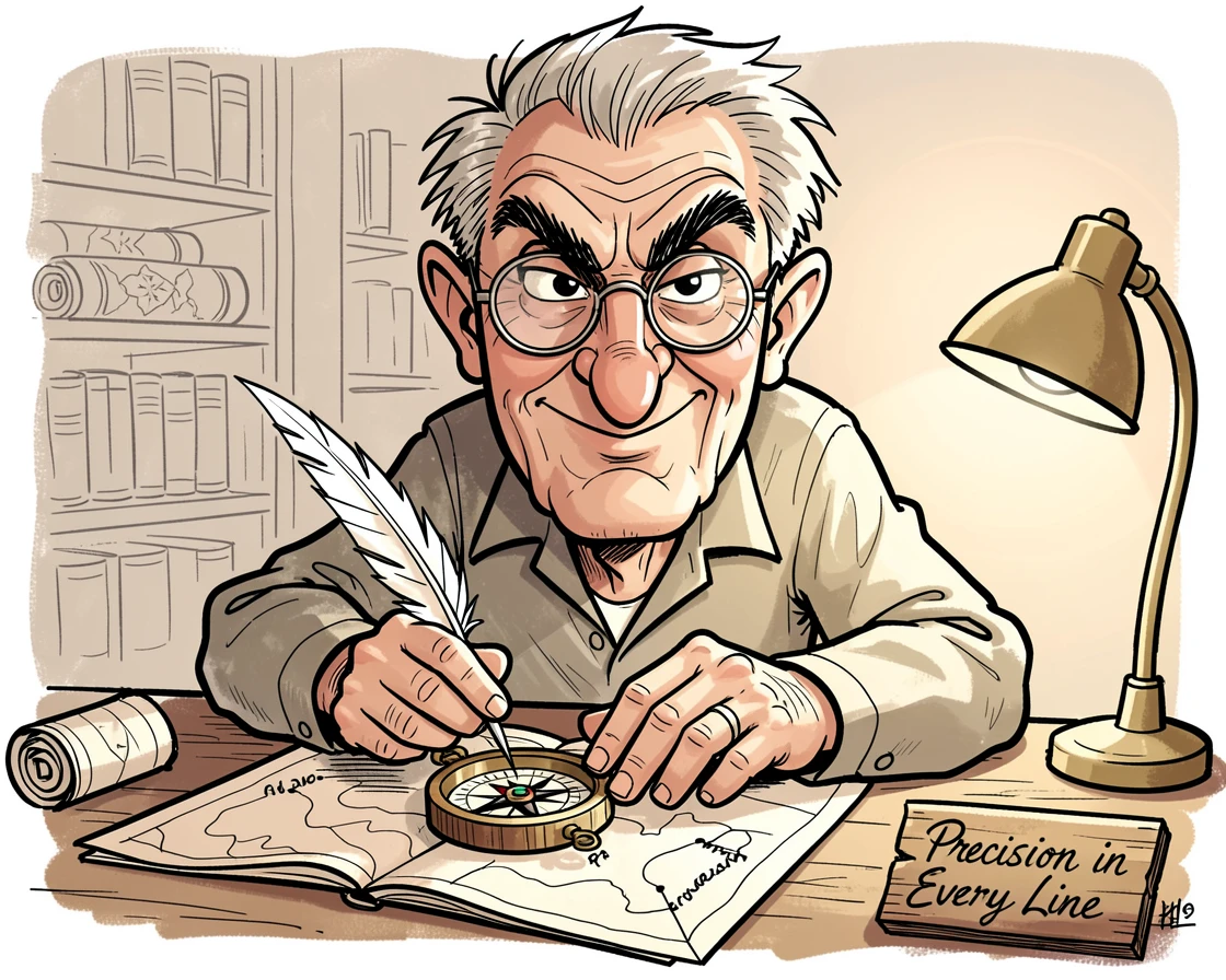 [Occupations & Hobbies] Detailed scene of a seasoned cartographer setting up tools for the day, showcasing skill and dedication