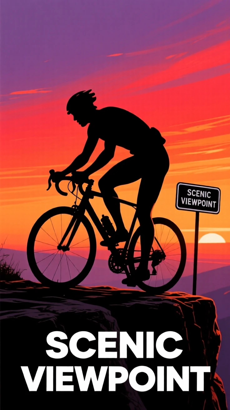 A cyclist pausing at a scenic overlook mid-race to catch their breath.