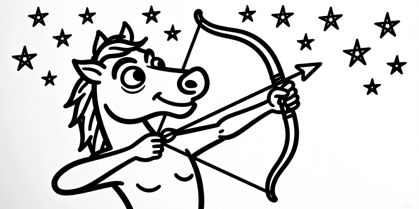 A Sagittarius archetype: an archer centaur aiming an arrow toward a sky full of stars.